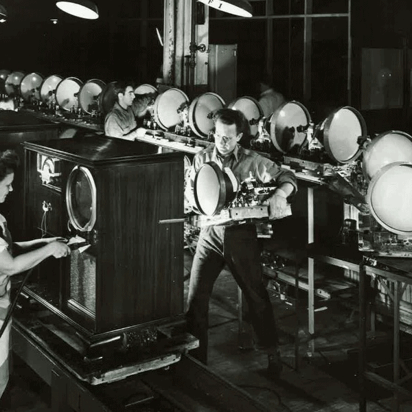 Zenith televisions on the assembly line