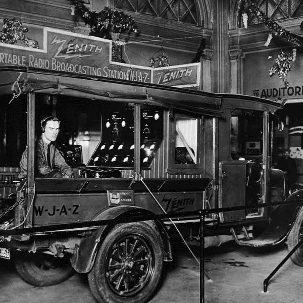 Zenith WJAZ portable radio broadcasting truck